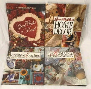 LOT 4 Vtg Leisure Arts Hard Cover Cross Stitch Applique Craft Books HC - Picture 1 of 6