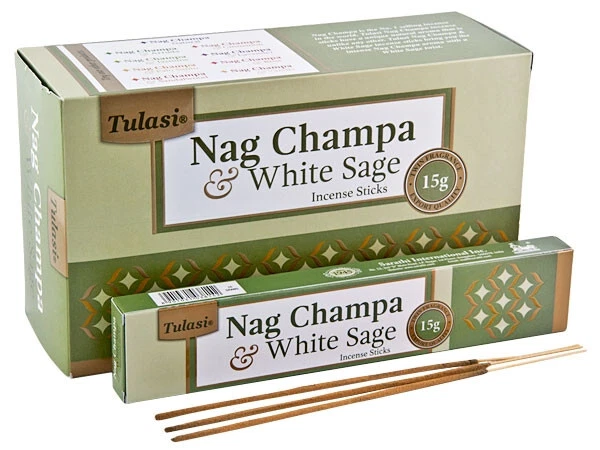 Tulasi Nag Champa  incense sticks | White Sage | [6 Pack of 15 stick] 90 - Image 1 of 1