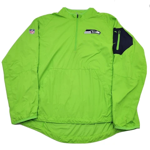 Nike NFL On Field Men's M Color Rush Green Seattle Seahawks 1/4 Zip Windbreaker Cover