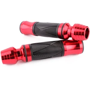 Pair Motorcycle Hand Grips 7/8” Rubber Handle Bar Red For ADV Dirt Bike Off Road - Picture 1 of 8