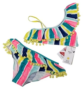 Marks & Spencer Kinder Mädchen Zweiteiliges Bikini Set Rosa Mehrfarbig 8-9 Jahre - Bild 1 von 7