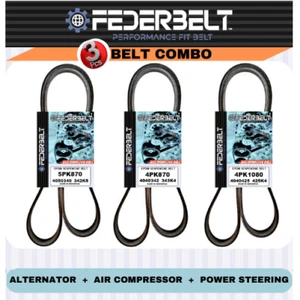 FEDERBELT Belt Set For 97-04 Toyota Tacoma 4cyl AC/PWR/ALT 4PK870-4PK1080-5PK870 - Foto 1 di 9