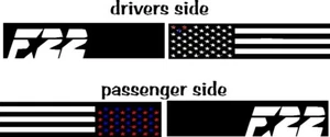 CALCOMANÍA DE VINILO F22 Y BANDERA AMERICANA LADO COCHE CAMIÓN - Imagen 1 de 1