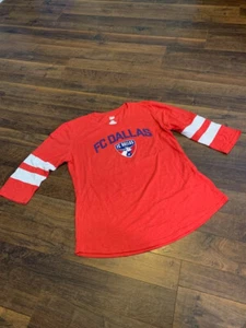 MLS DALLAS TEXAS FC Mujer Manga de Béisbol Camiseta, Roja, MEDIANA, Nueva con Etiquetas - Imagen 1 de 1