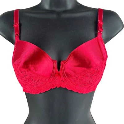 Sujetador vintage Maidenform Rendezvous 34C rojo satinado segunda piel encaje con aros nuevo Foto 1 de 4