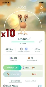 10x Doduo Pokemon Bundle !! Good Chance of Lucky and Good IVs !! Go - Picture 1 of 1