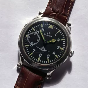 Big Swiss Mechanical Mens Military Marriage Silver Wristwatch OMEGA Pilots WW2 - Picture 1 of 21