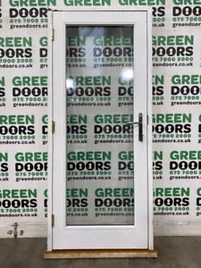FULL PANEL BACK DOOR WOODEN EXTERNAL EXTERIOR WOOD HARDWOOD DOUBLE GLAZED WHITE - Picture 1 of 24