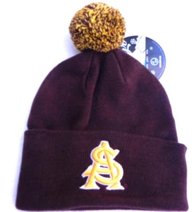 ARIZONA ST. SUN DEVILS MAROON NCAA VINTAGE KNIT RETRO BEANIE POM Z CAP HAT NWT! - Picture 1 of 2