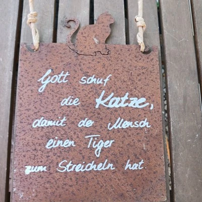 Edelrost Schild "Katze" 18x20cm zum Hängen - Bild 1 von 2