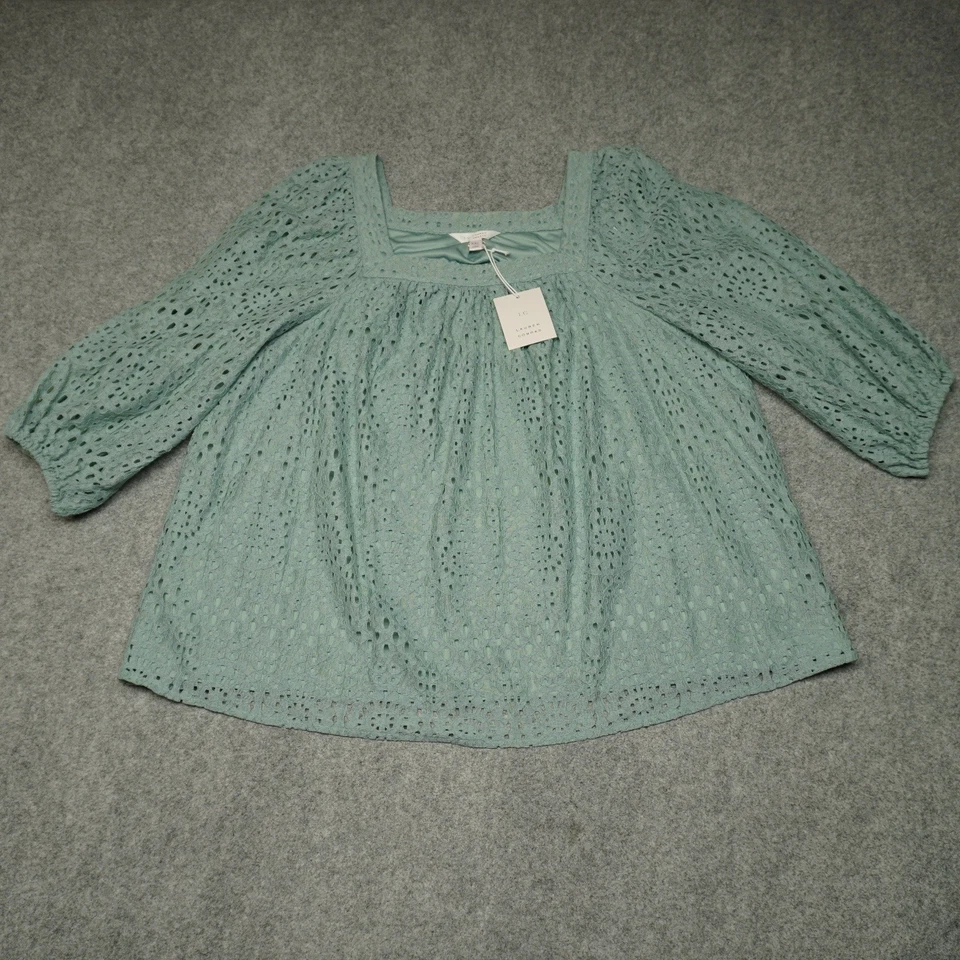 Nuevo top campesino cuello cuadrado XXL azul algodón LC Lauren Conrad para mujer Foto 1 de 4