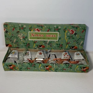 Vintage Merry Christmas Mini Bell Ornaments Porcelain Ceramic Set of 10 w box - Picture 1 of 10