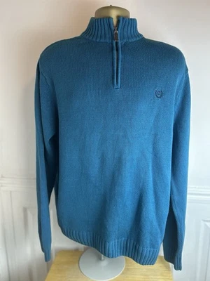 Chaps Mens Vintage 1/4 Zip Blue Cotton Pull Over Sweater Size XL/TG/EG - Image 1 of 4