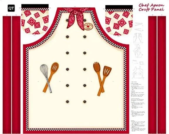 Tela de algodón de 3 yardas - Panel delantal de chefs de tesoros acolchados - Coser y llevar Foto 1 de 1