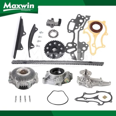 Kit de cadena de distribución bomba de agua de aceite ventilador embrague apto para camioneta Toyota 85-95 2,4 L 22R Foto 1 de 4