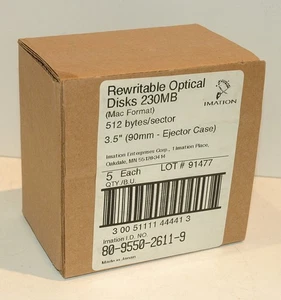 5-Pack NEW 3M Imation 3.5" 230 MB Magneto Optical MO Disk Cartridges 4 Macintosh - Afbeelding 1 van 3