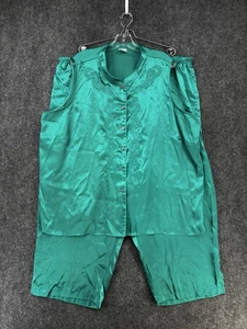 Cabernet Womens Plus Size 3X Silky Green Pajama Set Sleeveless Stretchy - Picture 1 of 22