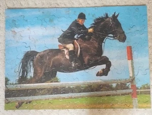 Vintage Springbok Childrens Jigsaw Puzzle 100 Pcs "JUMPER" Horseback Riding - Picture 1 of 6