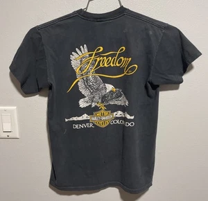 VTG Harley Davidson Shirt MD Single Stitch Holoubek 1990 Lite Bleach Denver 17” - Picture 1 of 19