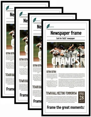 4 Packs, 11x22 Newspaper Frame to Hold Assorted Media, Article Cover Frame wi... - Image 1 of 4