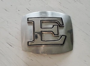 Letter E Monogram Name Belt Buckle Chrome Silver - Picture 1 of 4