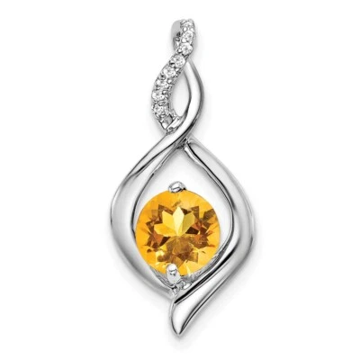 14k White Gold Citrine and Diamond Pendant Gift for Mother - Image 1 of 4
