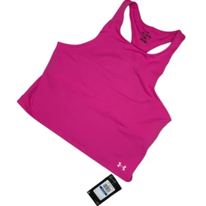 NWT Under Armour UA Girl’s Pink Motion Crop Tank Top Long Sports Bra YXL (18) - Picture 1 of 6
