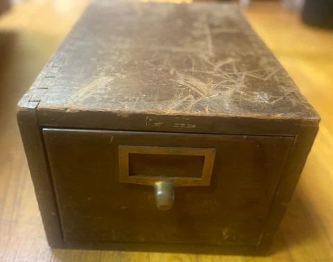 Vintage WWII walnut Drawer Card Index Cabinet Globe-Wernicke Co. Air Force/Army Cover