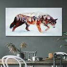 Painting Abstract Animal Wolf Forest Winter Canvas Print 120X60 Decor Wall Art