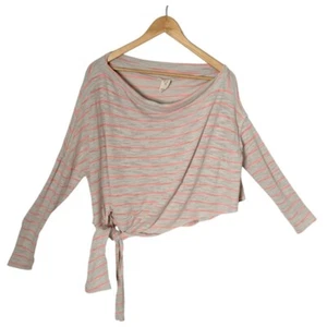 We The Free Striped Love Lane Tee Womens M Oversized Off The Shoulder BOHO - Picture 1 of 9