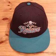 Vintage Tacoma Rainiers Hat Cap New Era 7 1/2 Fitted Blue MiLB Baseball Wool