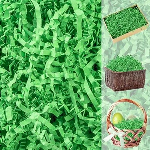 16oz Easter Grass Crinkle Cut Paper Shred Green Raffia Paper Shred Filler Shr... - Picture 1 of 8