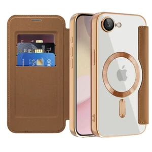 Funda con soporte para tarjeta MagSafe para iPhone 16E 15 14 13 12 Pro Max 11 híbrida cubierta abatible - Imagen 1 de 19