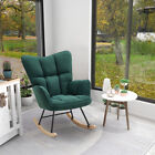 Nordic Fabric Teddy Rocking Chair Armchair Cube Button Wingback Sofa Relax Seat