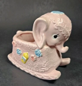 Vintage Napco Baby Kinderzimmer anthropomorph rosa schaukelnder Elefant Pflanzgefäß Japan - Bild 1 von 14
