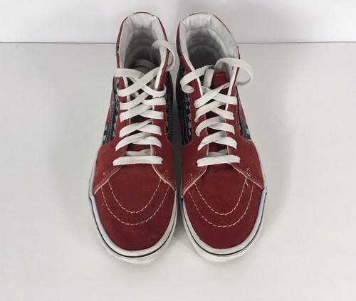 Vans Sk8 Hi Sneaker stringate rosso nero bianco bambini taglia 2 5M scamosciato tela classica