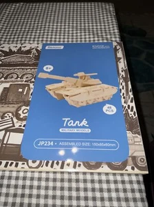 Tank 🪖Robotime 3D Puzzle Kids Craft Military Wood Puzzle 48 PCS (Paintable) New - Picture 1 of 8