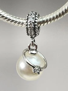 Charm Anhänger Charms Perle Ring Zirkon Silber 925 Silber - Bild 1 von 7