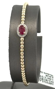 14k Yellow Gold 1.00 CT Diamond & Ruby Bangle Bracelet, 6.0gm, S16613 - Picture 1 of 6