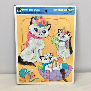 Kittens At Play Frame Tray Puzzle Cats Yellow Pets