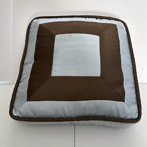 Decorative Throw Pillow Light Blue/Brown Watered Silk Look 16x16 - Picture 1 of 4