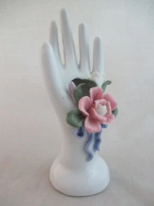 Vaso floreale vintage mano e fiori ceramica alto 6" (1) - Foto 1 di 6