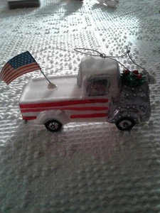HOLIDAY Lane PATRIOT TRUCK FLYING AMERICAN FLAG CHRISTMAS ORNAMENT OR USA - Picture 1 of 5