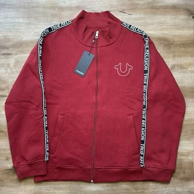 Chaqueta deportiva True Religion para hombre grande roja con logotipo de dalia ribete polar ropa de calle nueva con etiquetas Foto 1 de 4