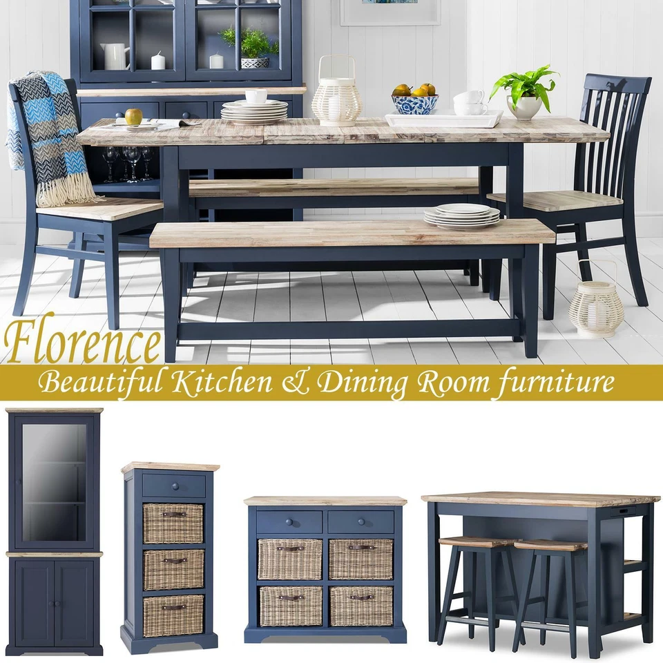 STATEMENT FURNITURE FLORENCE Navy Blue Kitchen Dining Tables Chairs Dresser Console Bench Sideboard