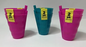 Plastic Sip-A-Cup Kids Built in Straw Easy Grip Set of 6 New - Picture 1 of 6