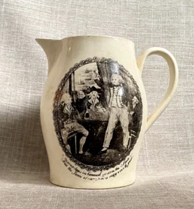Antique 1797 Nelsons Royal Navy Creamware Ale Jug Pitcher Celebrate Pay Increase - Picture 1 of 19