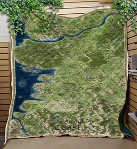 Dungeons & Dragons Baldur's Gate Sword Coast Map Blanket | Baldur's Gate Fleece - Picture 1 of 4
