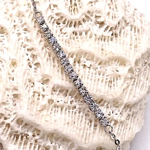 Gold Diamond Bracelet 18K Solid White Gold 0.207ct Natural Diamond UK Hallmarked - Picture 1 of 14