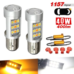 1157 Switchback White/Yellow LED for Turn Signal Light Bulbs & Load Resistors - Picture 1 of 8